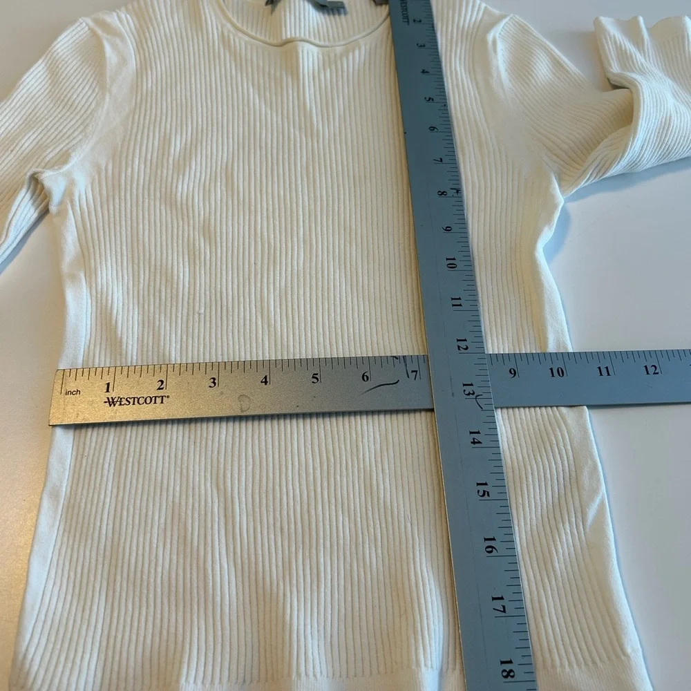 Vince Cream Ribbed Knit Top - Picture 8 of 9